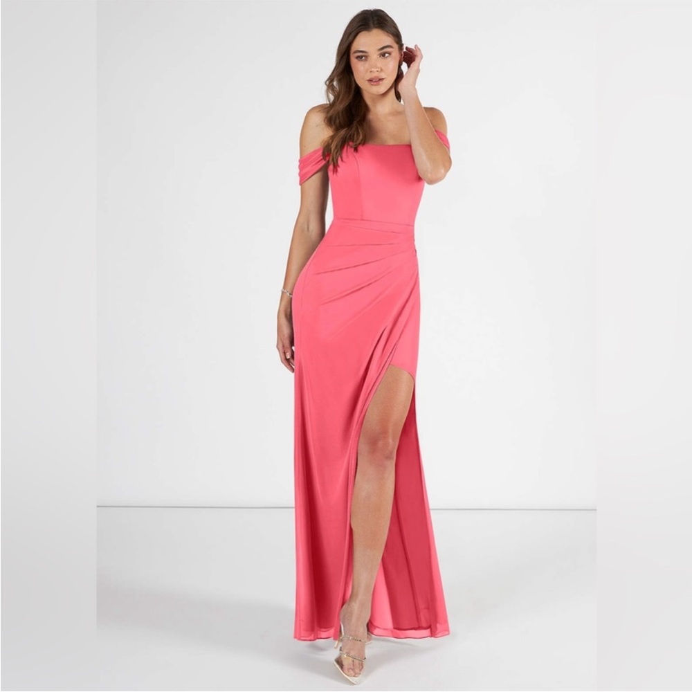 NWT Azazie Kit size 4 watermelon pink bridesmaid dress prom gown formal wedding